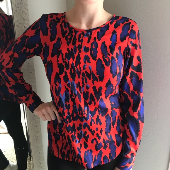 red animal print blouse